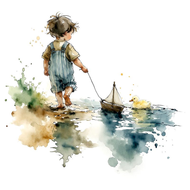 Little Boy Duck Play art print by Natalie Bruns for $57.95 CAD