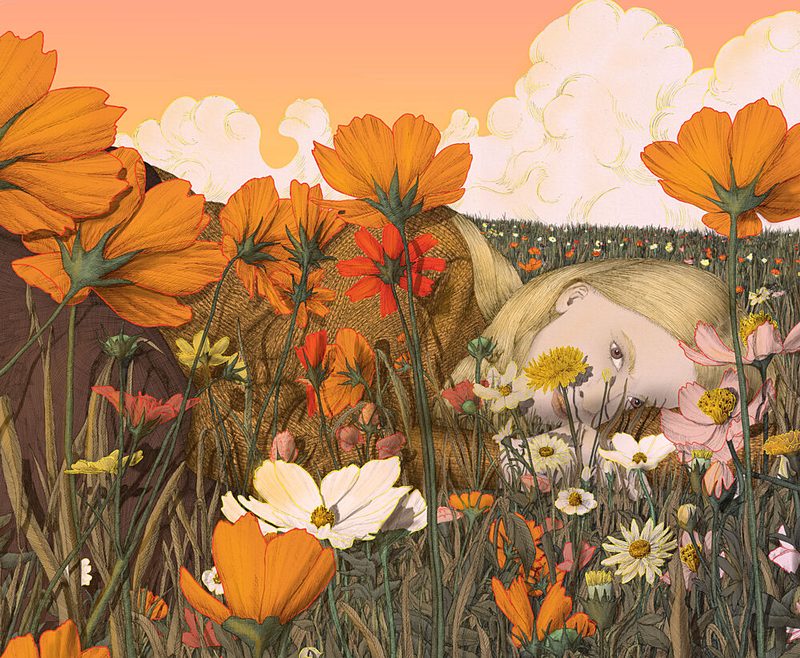 Blonde Girl in Flowers art print by E.C. Mazur for $57.95 CAD
