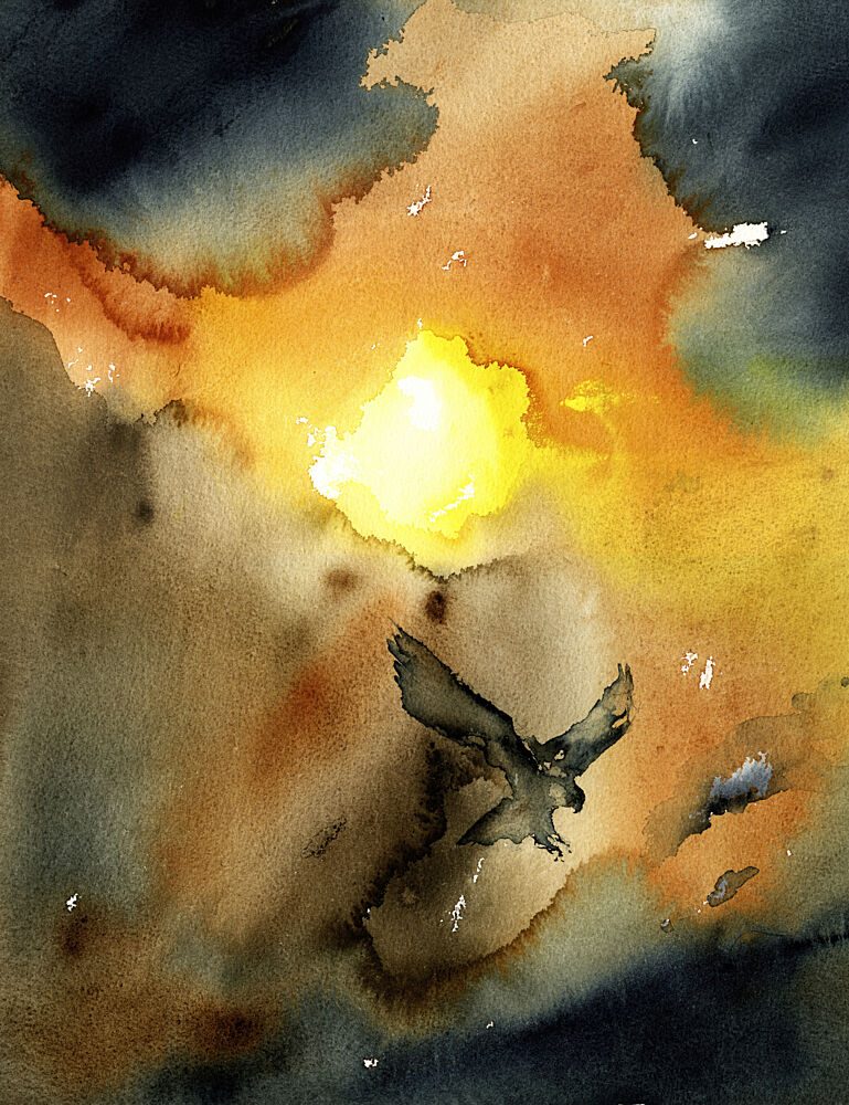 Eagle Soaring Sunset art print by RodMacIver for $57.95 CAD