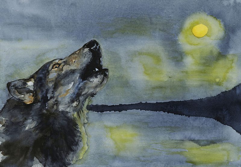Wolf Howling at Moon art print by RodMacIver for $57.95 CAD