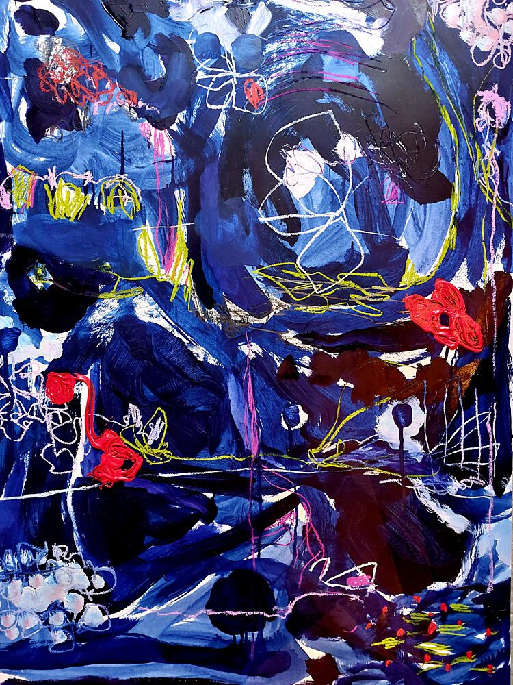 Dynamic Blue Abstract art print by Monika Riethmueller for $57.95 CAD
