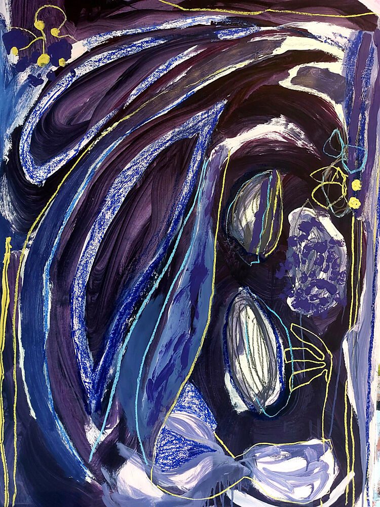 Deep Blue Abstraction art print by Monika Riethmueller for $57.95 CAD