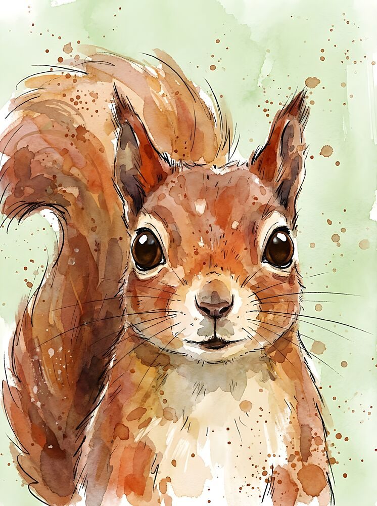 Red Squirrel Portrait art print by Hugo for $57.95 CAD