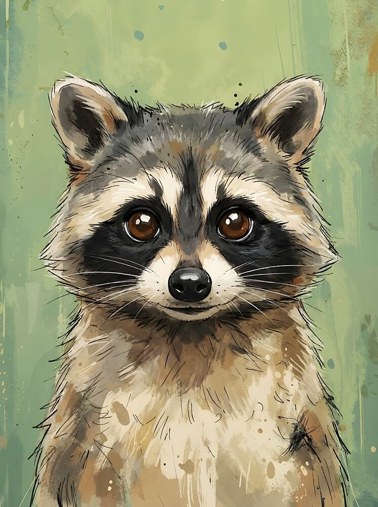 Charming Raccoon Portrait art print by Hugo for $57.95 CAD