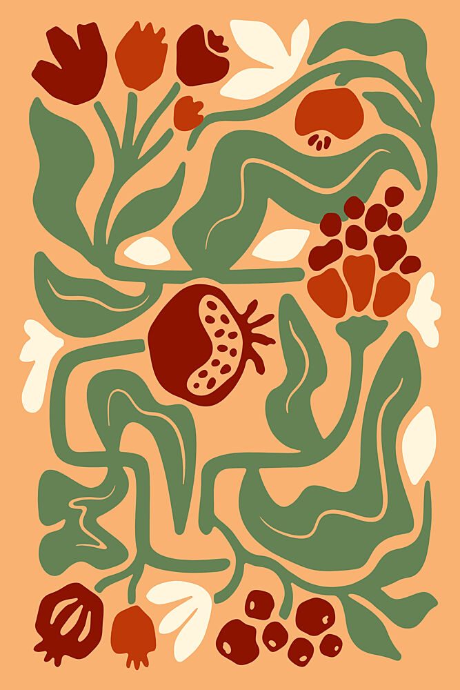 Stylized Pomegranate Garden art print by Casa Cartissi for $57.95 CAD