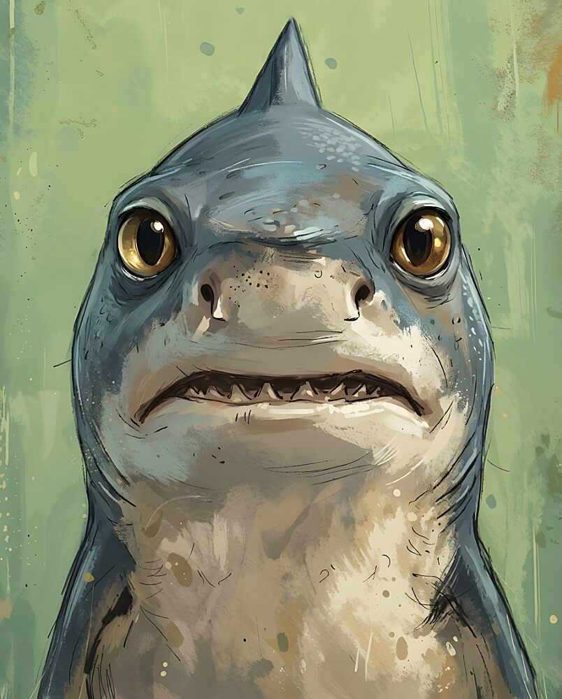 Worried Baby Shark art print by Hugo for $57.95 CAD