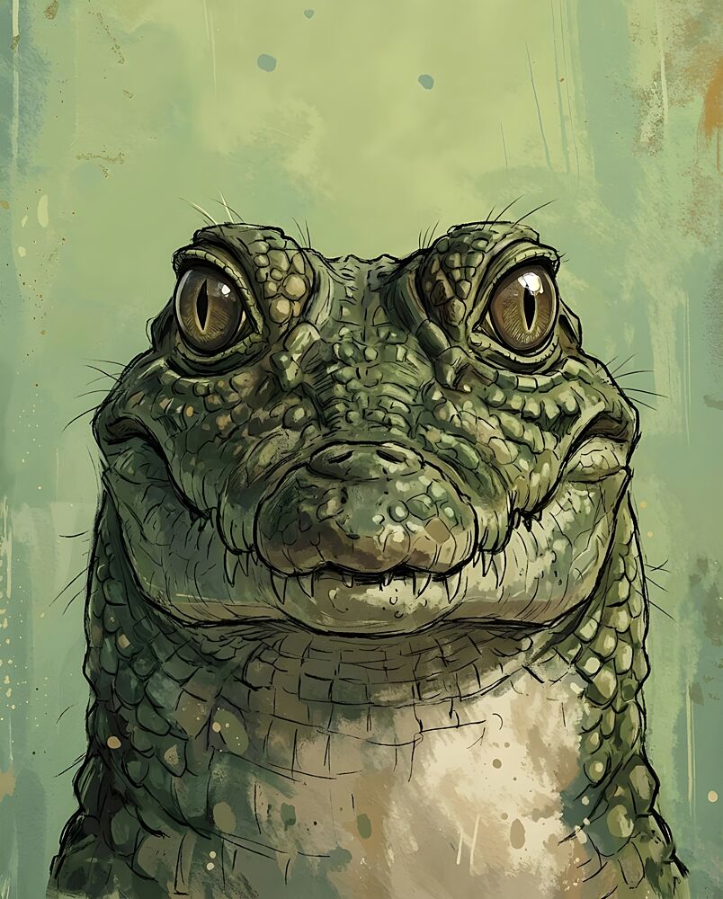 Smiling Baby Crocodile art print by Hugo for $57.95 CAD