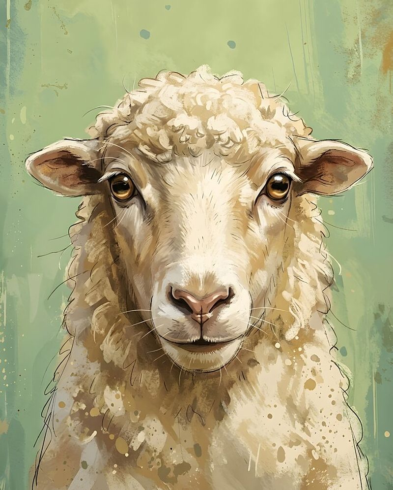 Curious Sheep Face art print by Hugo for $57.95 CAD
