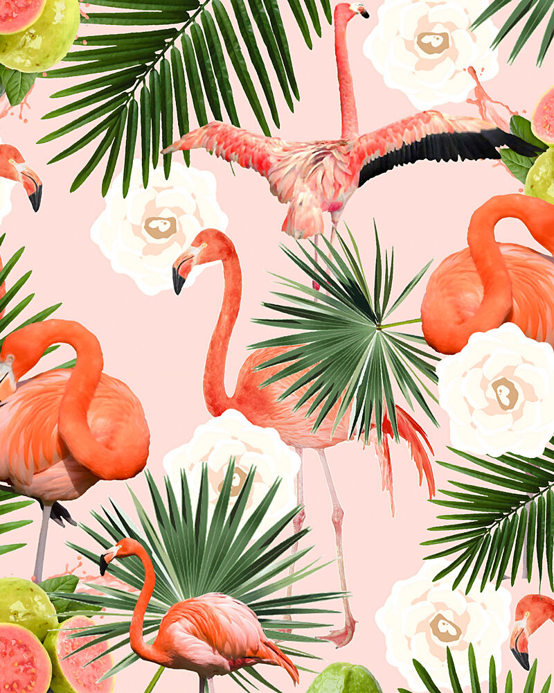 Flamingos Tropical Guava Bliss art print by Uma Gokhale for $57.95 CAD