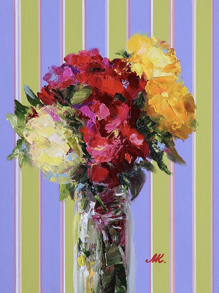 Colorful Striped Flower Bouquet art print by Marina Kozyr for $57.95 CAD