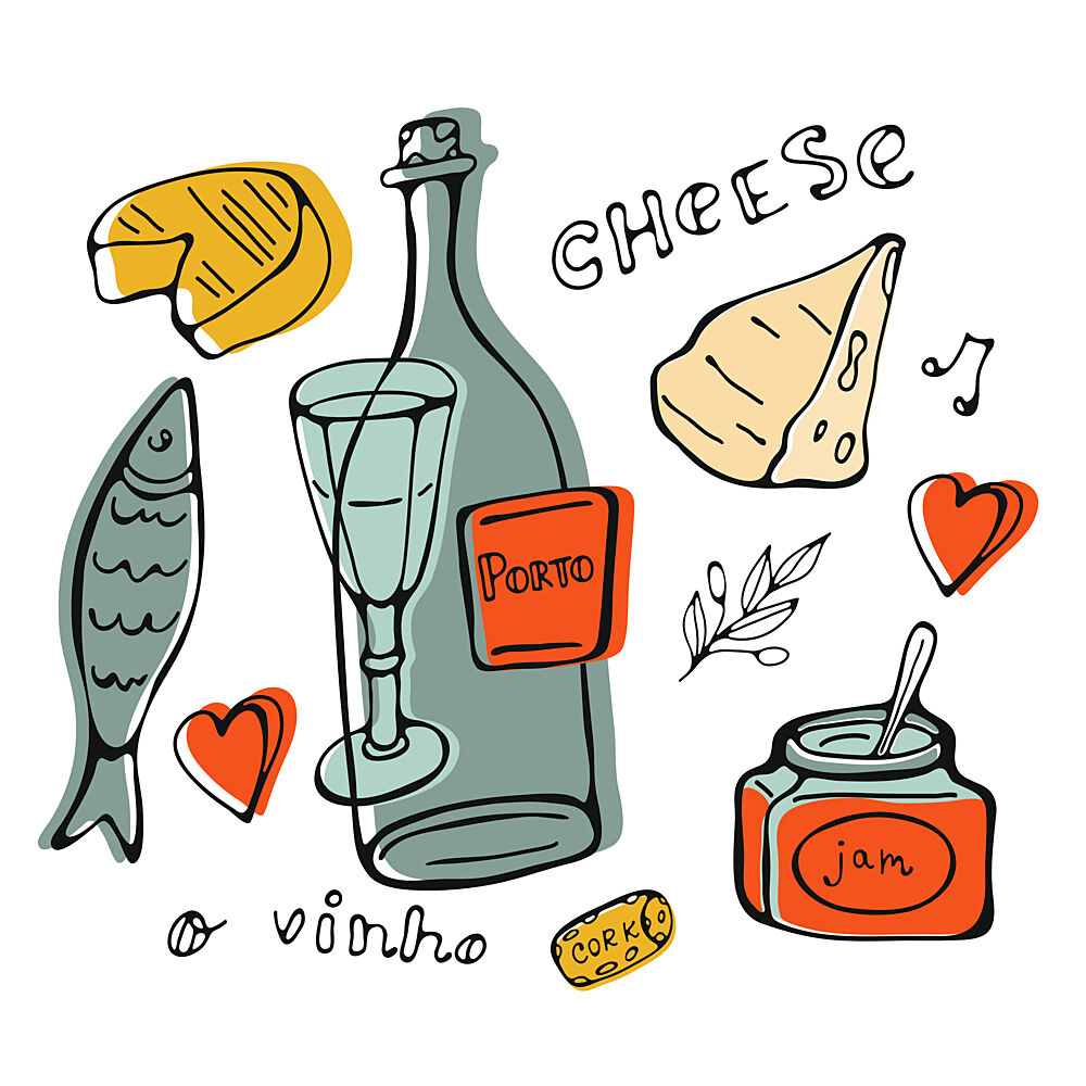 Porto Food and Wine Sketch art print by Olga Galeeva for $57.95 CAD