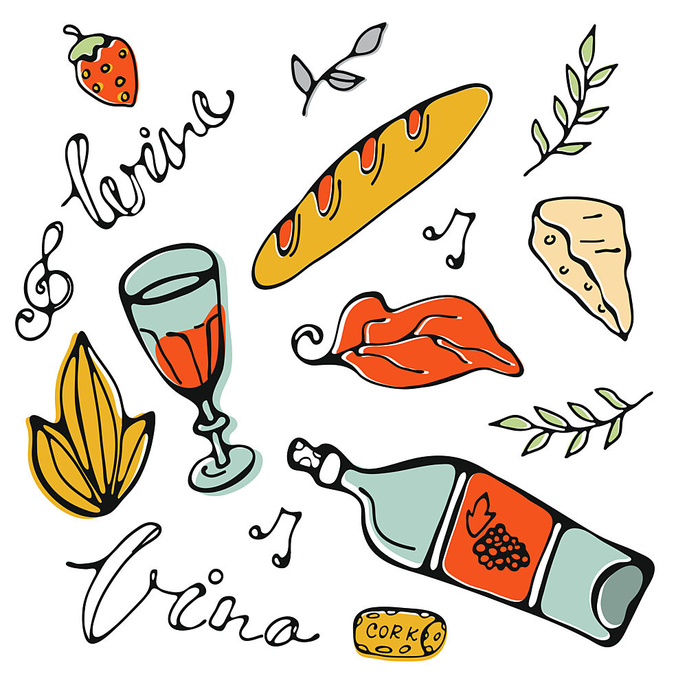 Delightful Wine and Bites art print by Olga Galeeva for $57.95 CAD