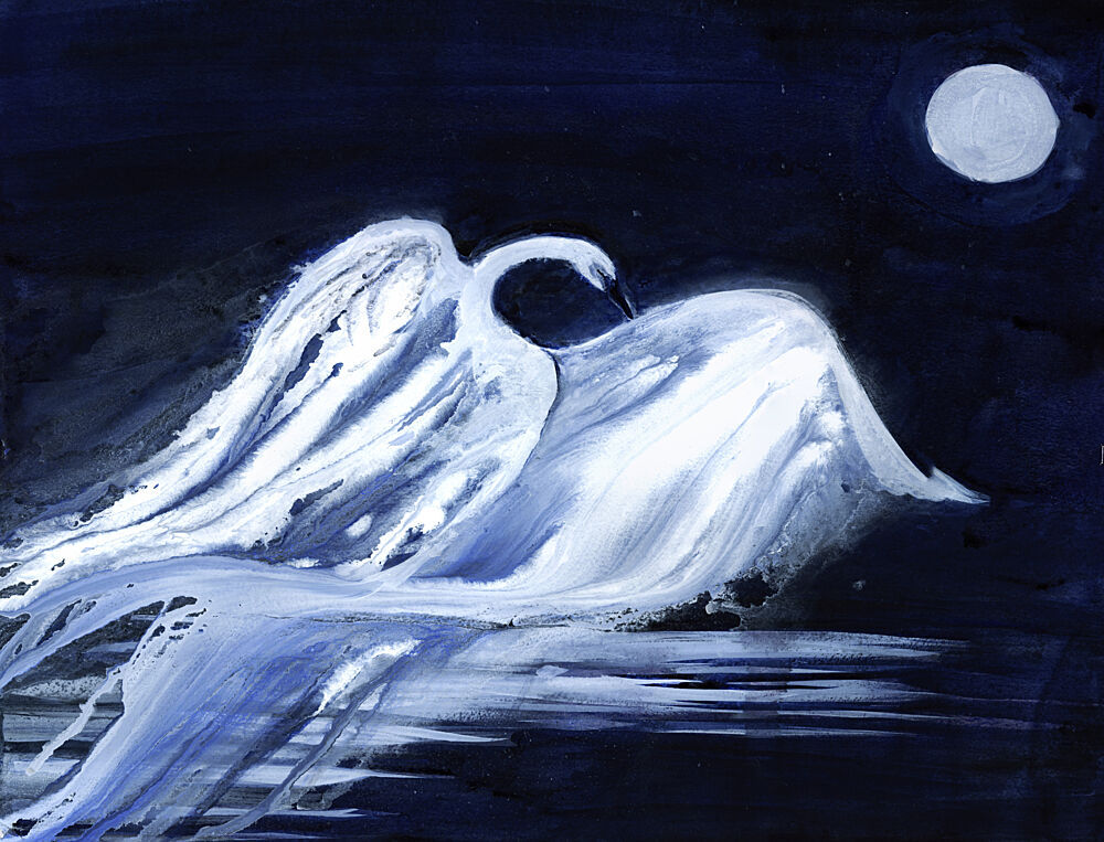 Moonlit Swan art print by RodMacIver for $57.95 CAD
