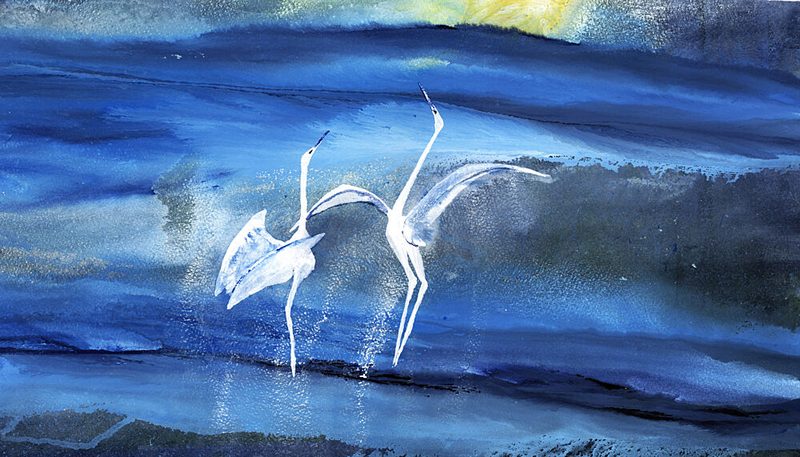 Graceful Egret Dance art print by RodMacIver for $57.95 CAD