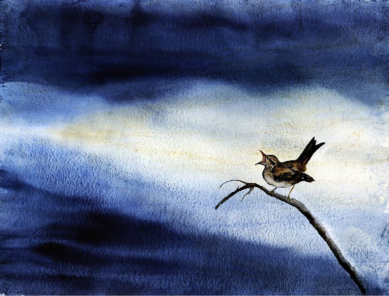 Singing Bird Dark Sky art print by RodMacIver for $57.95 CAD