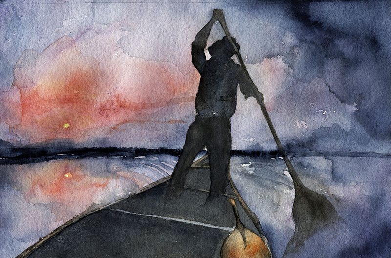 Twilight Paddle Adventure art print by RodMacIver for $57.95 CAD