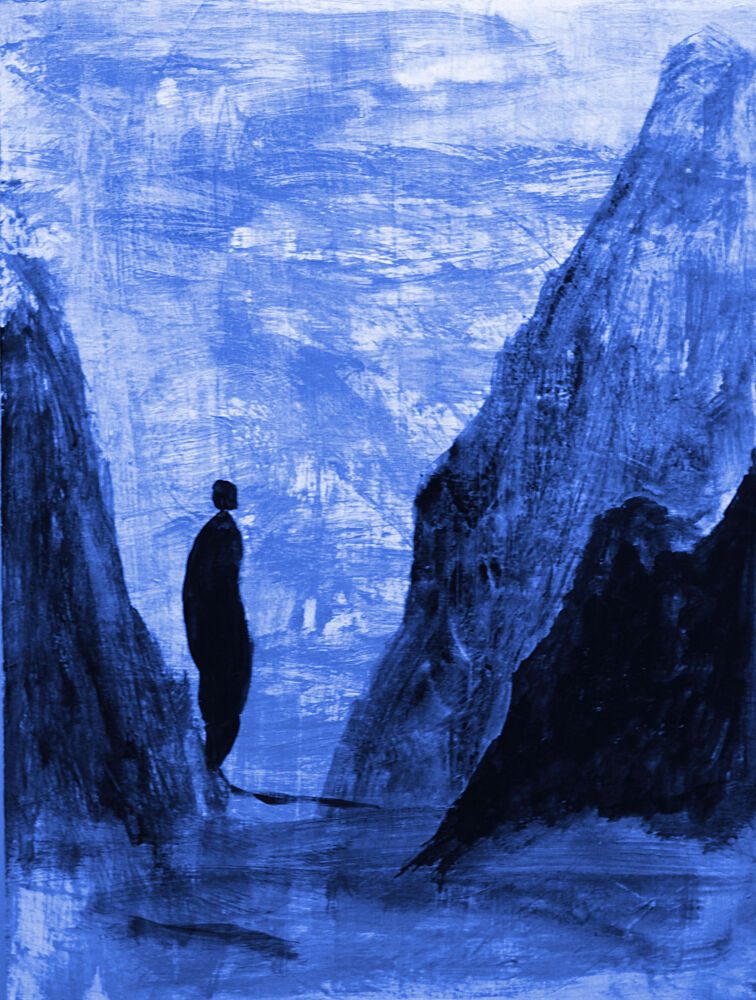 Lone Figure Blue Mountains art print by RodMacIver for $57.95 CAD