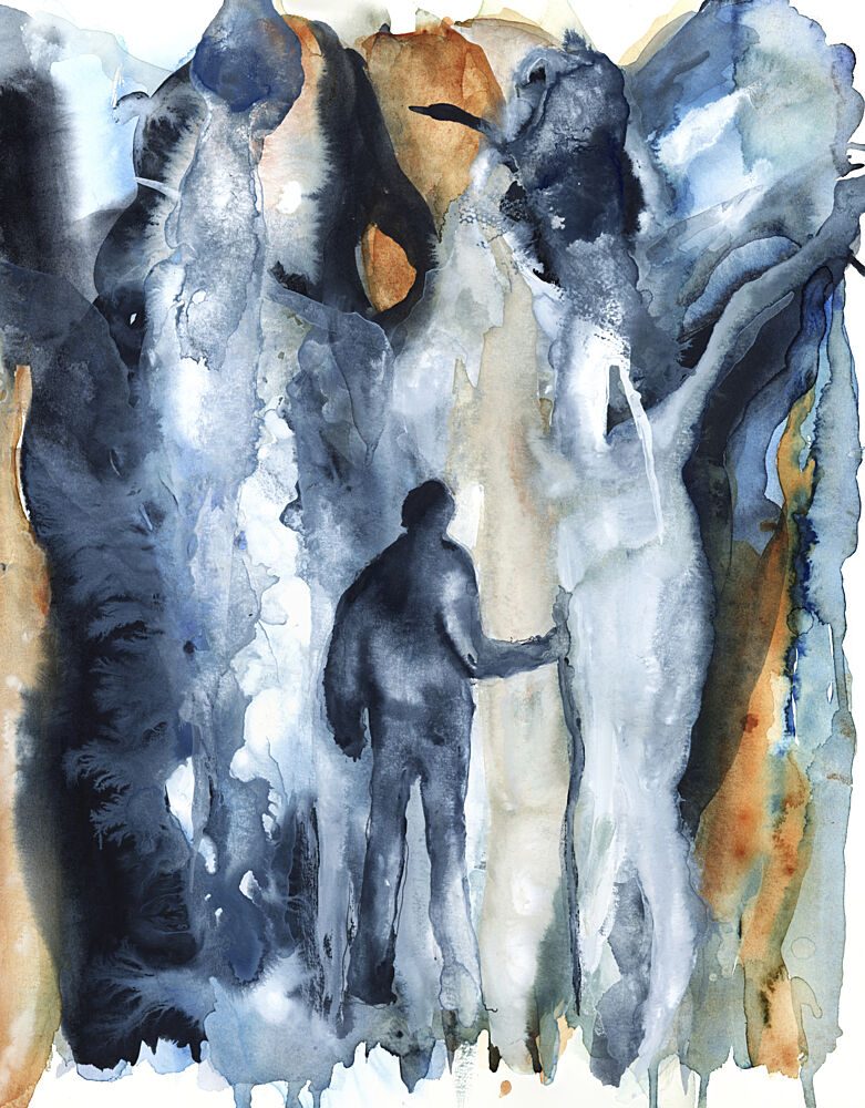 Solitary Blue Abstract Landscape art print by RodMacIver for $57.95 CAD