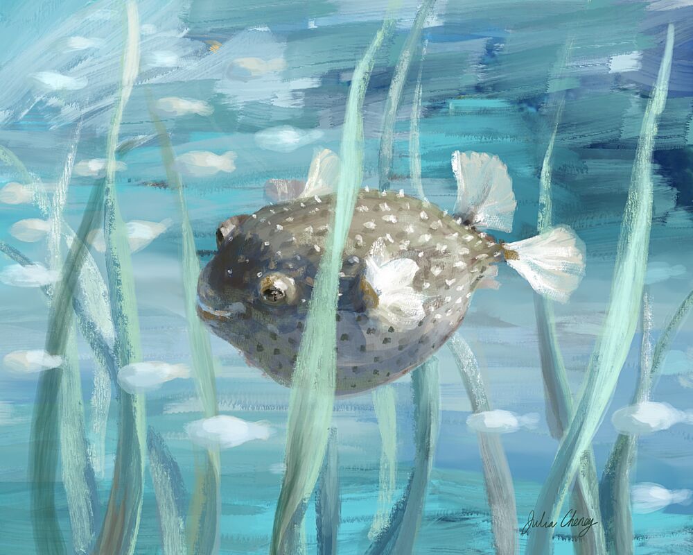 Pufferfish in Seagrass art print by Julia Cheney for $57.95 CAD