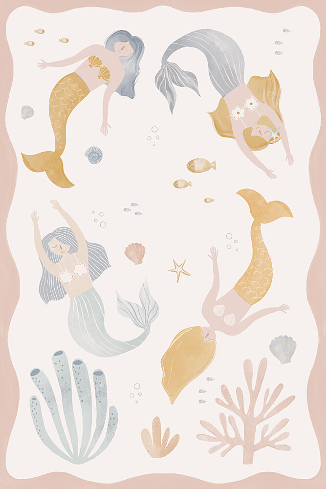 Whimsical Mermaids Ocean art print by Menina Lisboa for $57.95 CAD