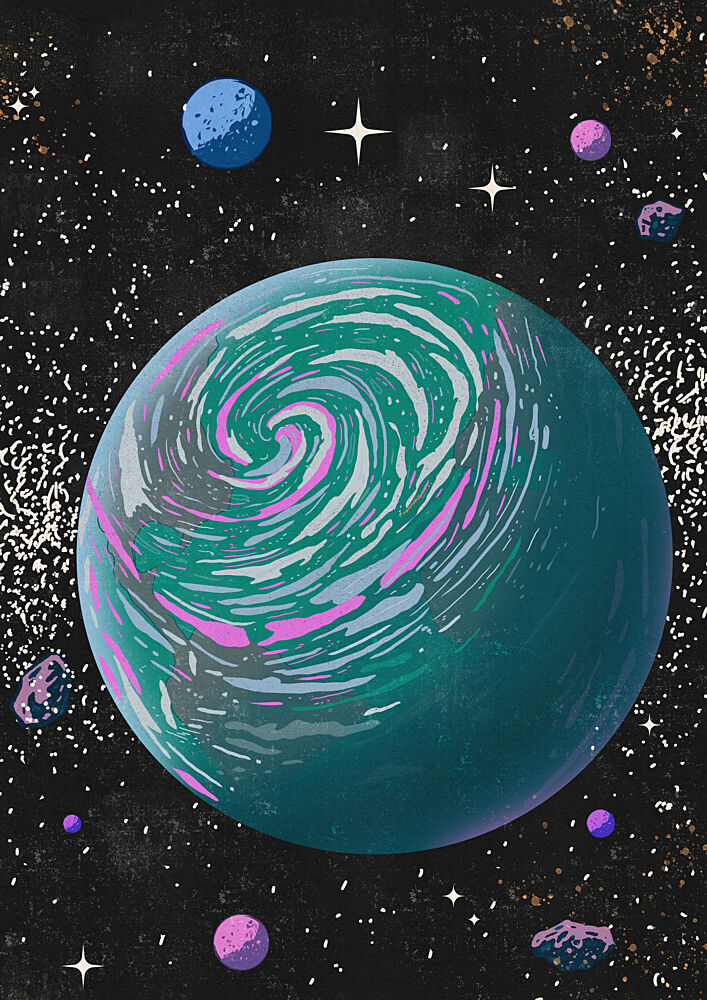 Vibrant Swirling Planet art print by Nicholas for $57.95 CAD