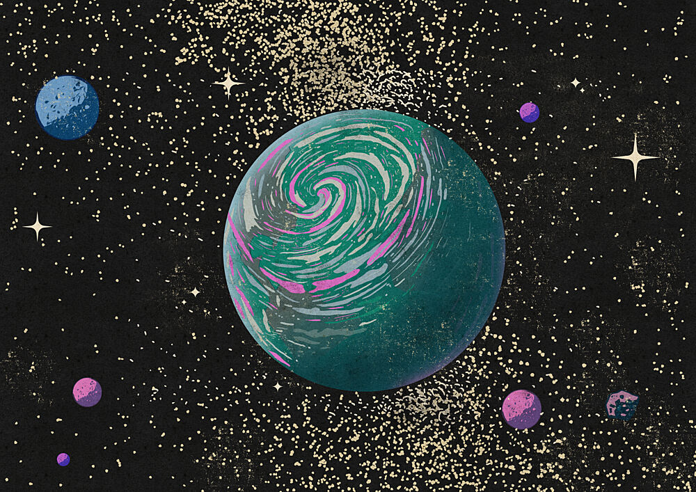 Swirling Cosmic Planet art print by Nicholas for $57.95 CAD