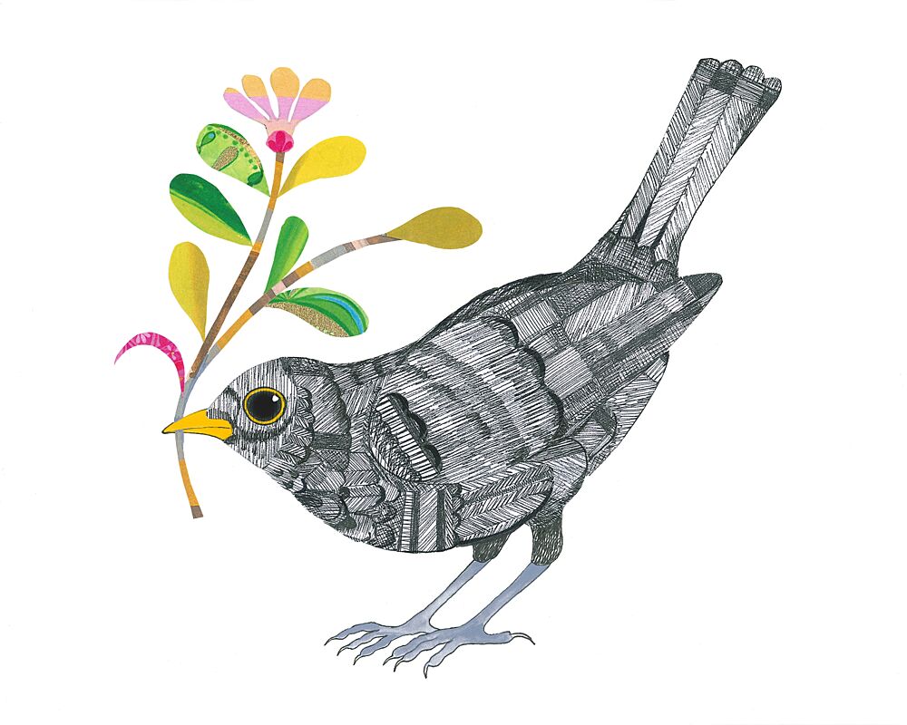 Whimsical Bird with Flower art print by Isabelle Brent for $57.95 CAD