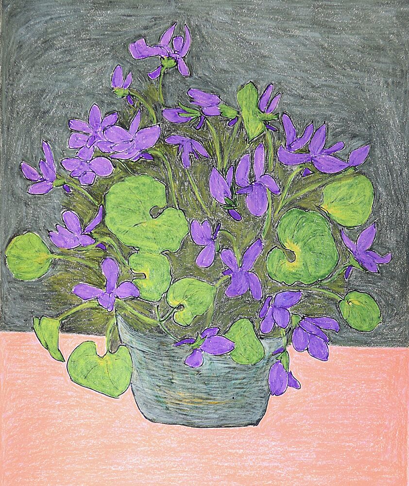 Potted Purple Violets art print by Viktoriia Saunina for $57.95 CAD