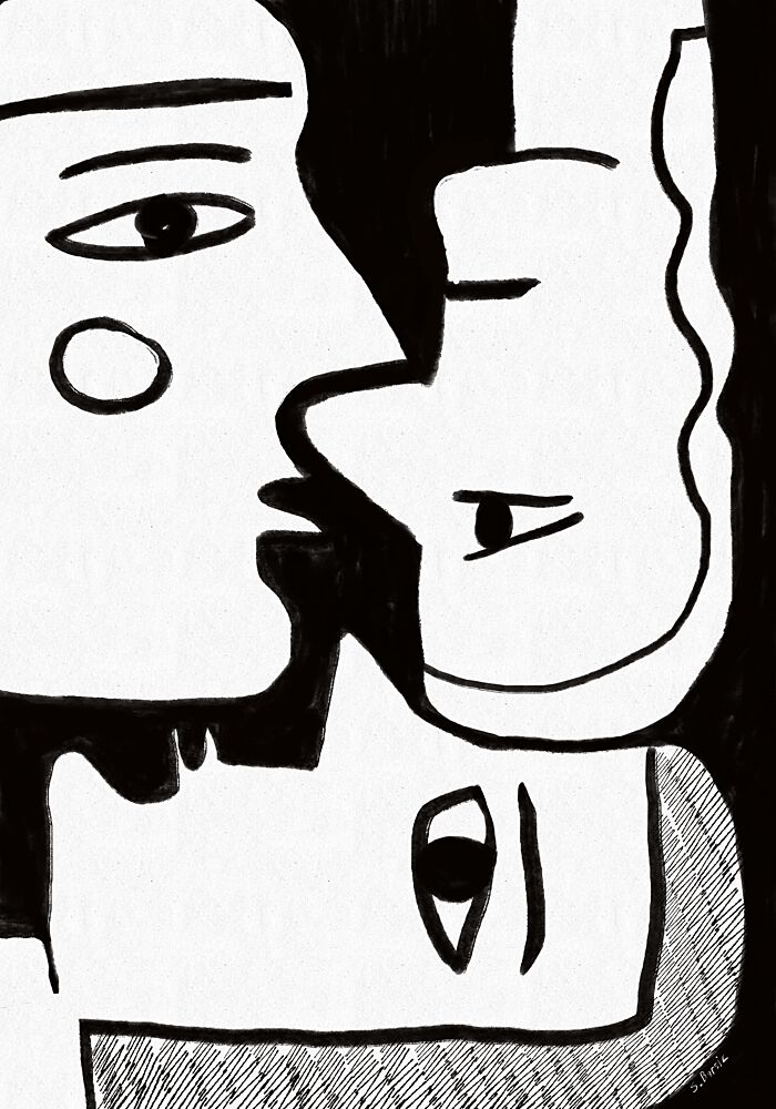 Abstract Kissing Faces art print by Sharyn Bursic for $57.95 CAD