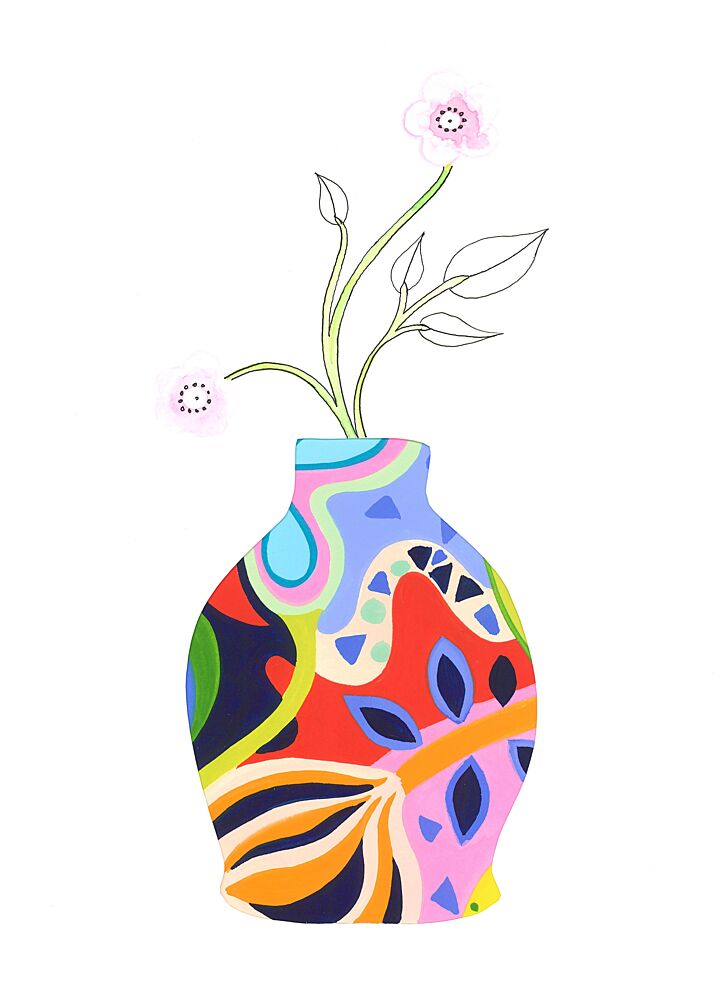 Colorful Patterned Vase art print by Isabelle Brent for $57.95 CAD