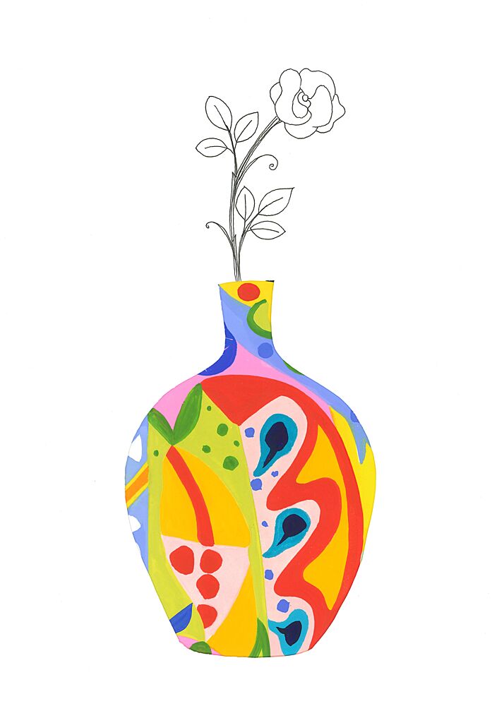 Colorful Vase Rose art print by Isabelle Brent for $57.95 CAD
