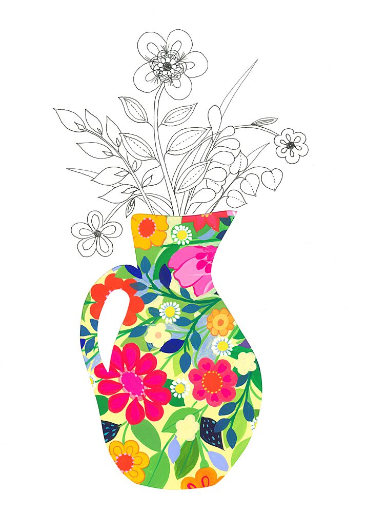 Colorful Floral Vase art print by Isabelle Brent for $57.95 CAD
