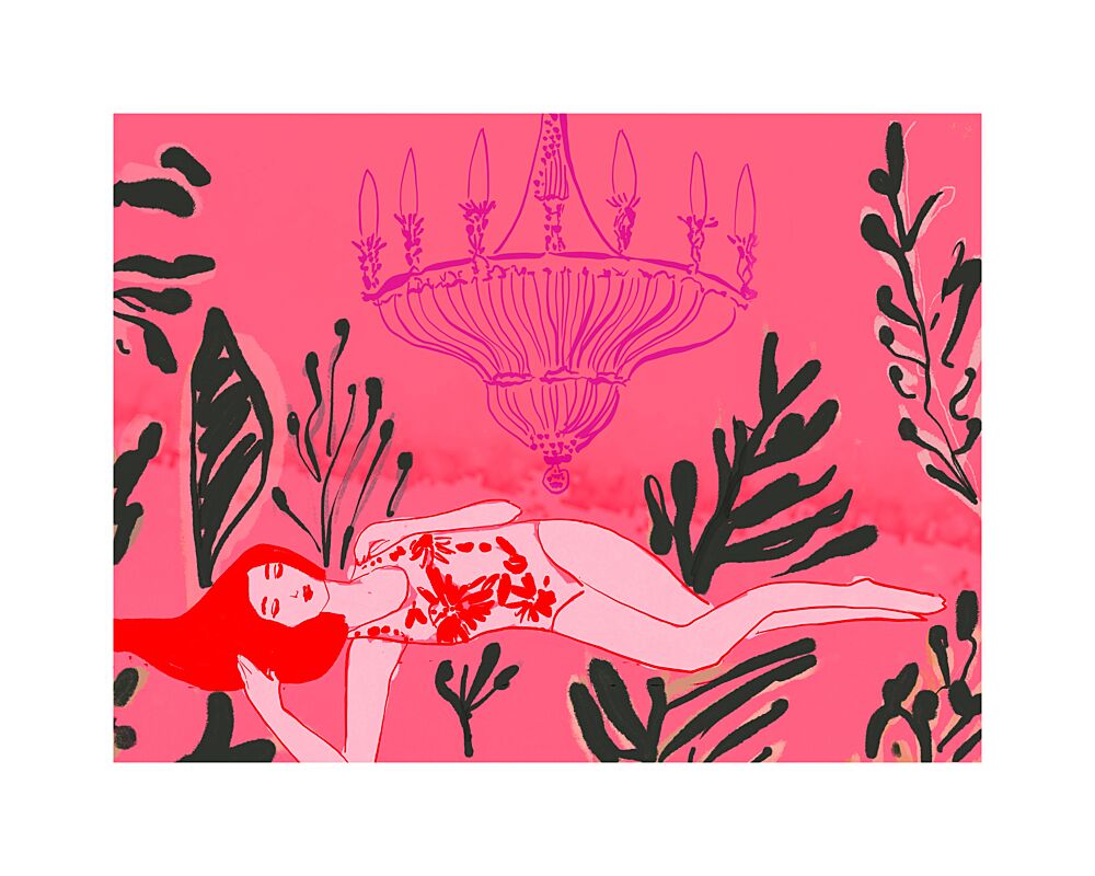 Woman Pink Floral Dream art print by Beate Tubach for $57.95 CAD