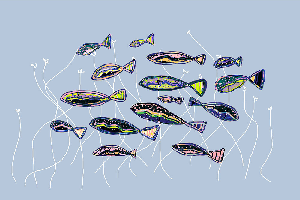 Colorful School of Fish art print by Christina Sillen for $57.95 CAD