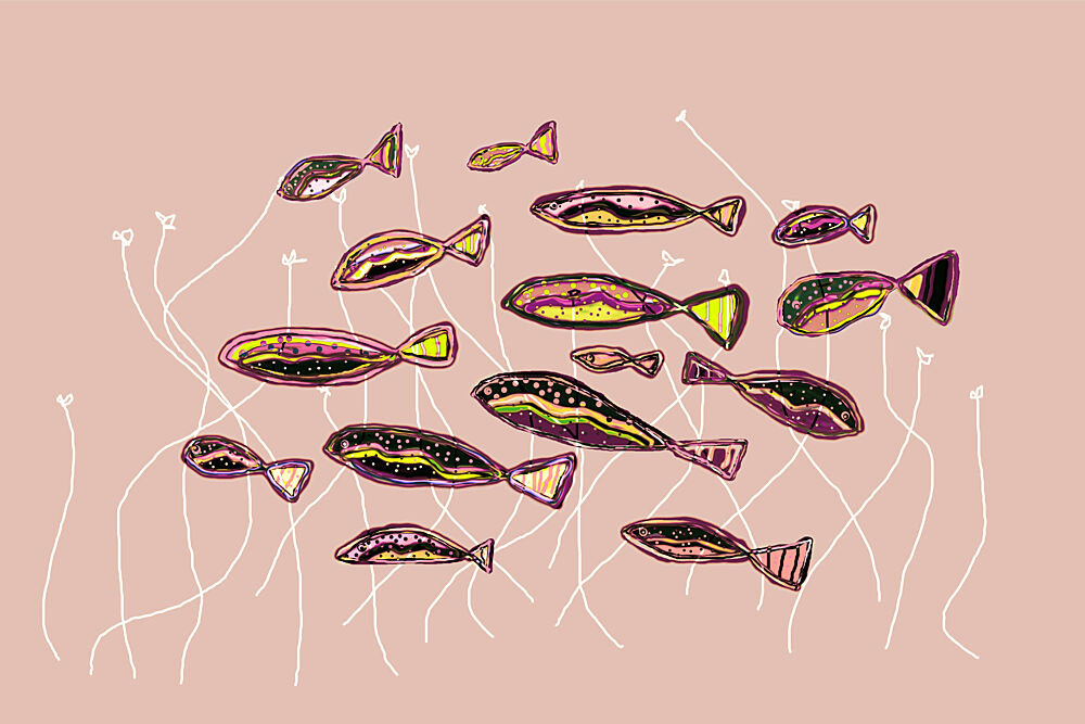 Vibrant Swimming Fish art print by Christina Sillen for $57.95 CAD