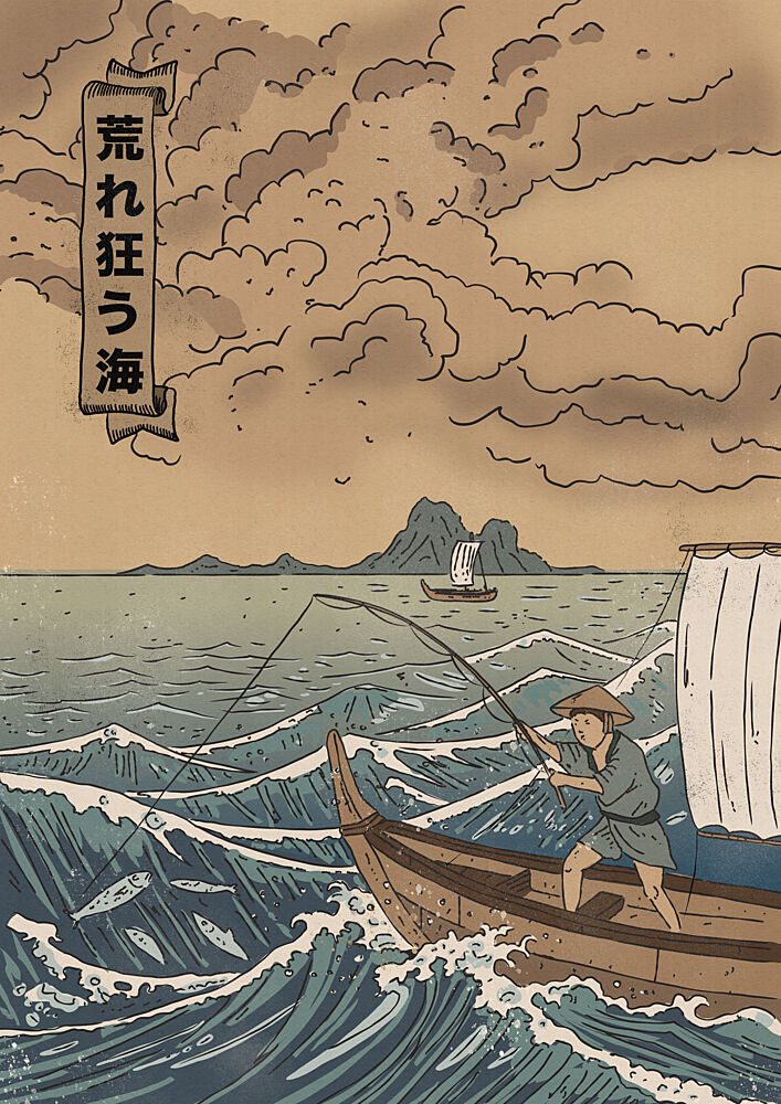 Wild Ocean Fisherman art print by Nicholas for $57.95 CAD