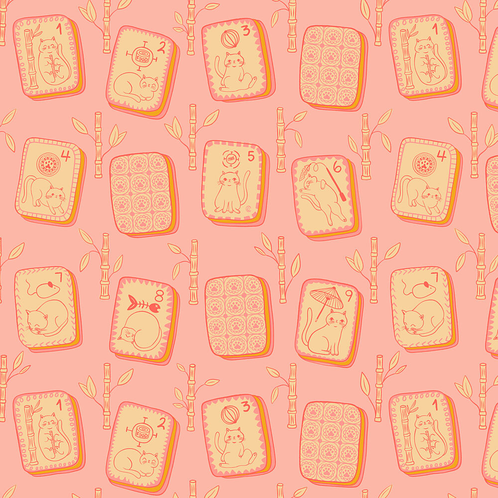 Cute Cats Mahjong Pattern art print by Carrie Cantwell for $57.95 CAD