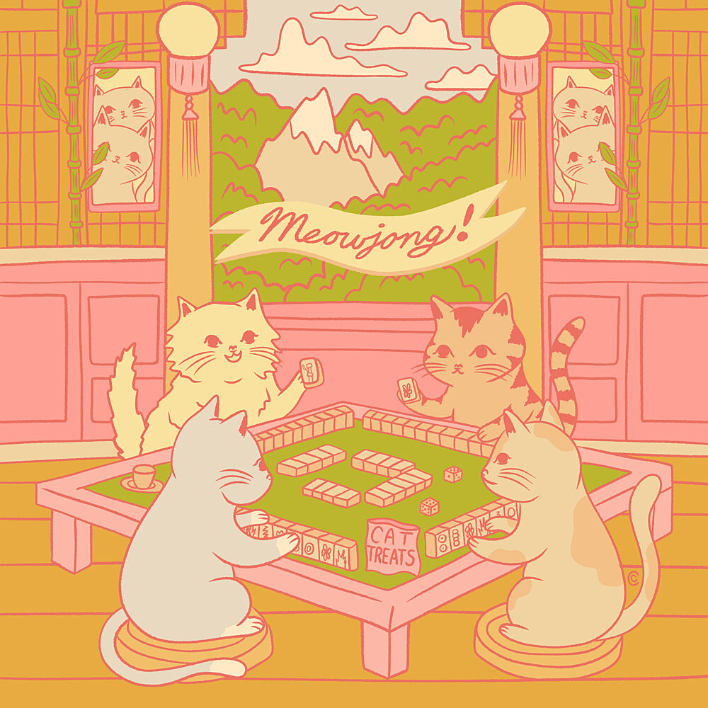 Meowjong Cat Game art print by Carrie Cantwell for $57.95 CAD