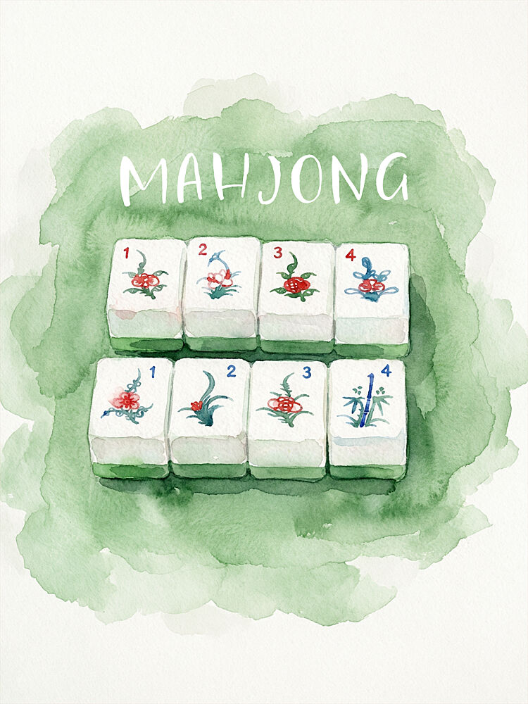 Watercolor Mahjong Tiles art print by Pictufy Studio IV for $57.95 CAD