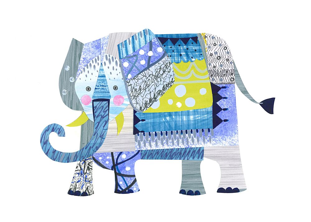 Colorful Patchwork Elephant art print by Isabelle Brent for $57.95 CAD