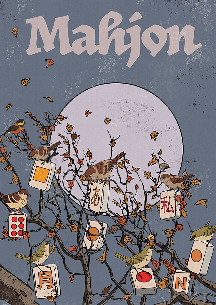 Mahjong Moon Birds art print by Nicholas for $57.95 CAD
