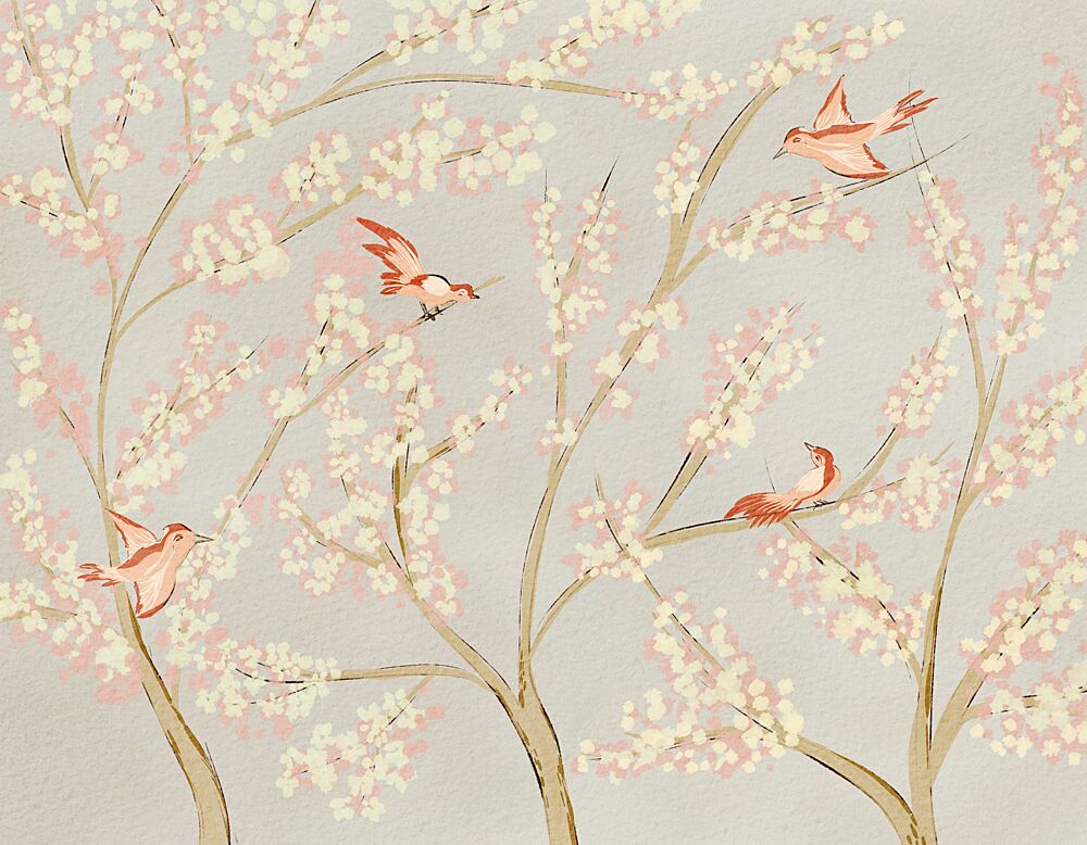 Pink Birds Spring Blossoms art print by Nikita Jariwala for $57.95 CAD