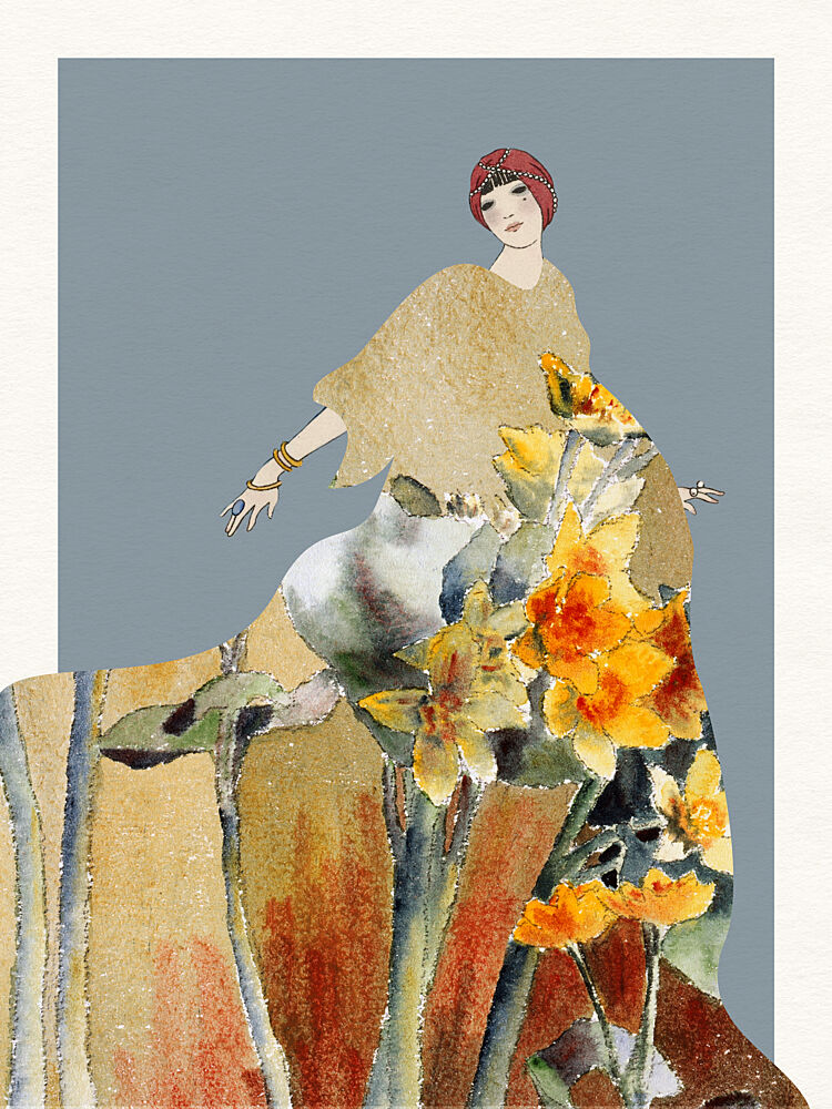 Golden Floral Woman art print by Wild Violets for $57.95 CAD