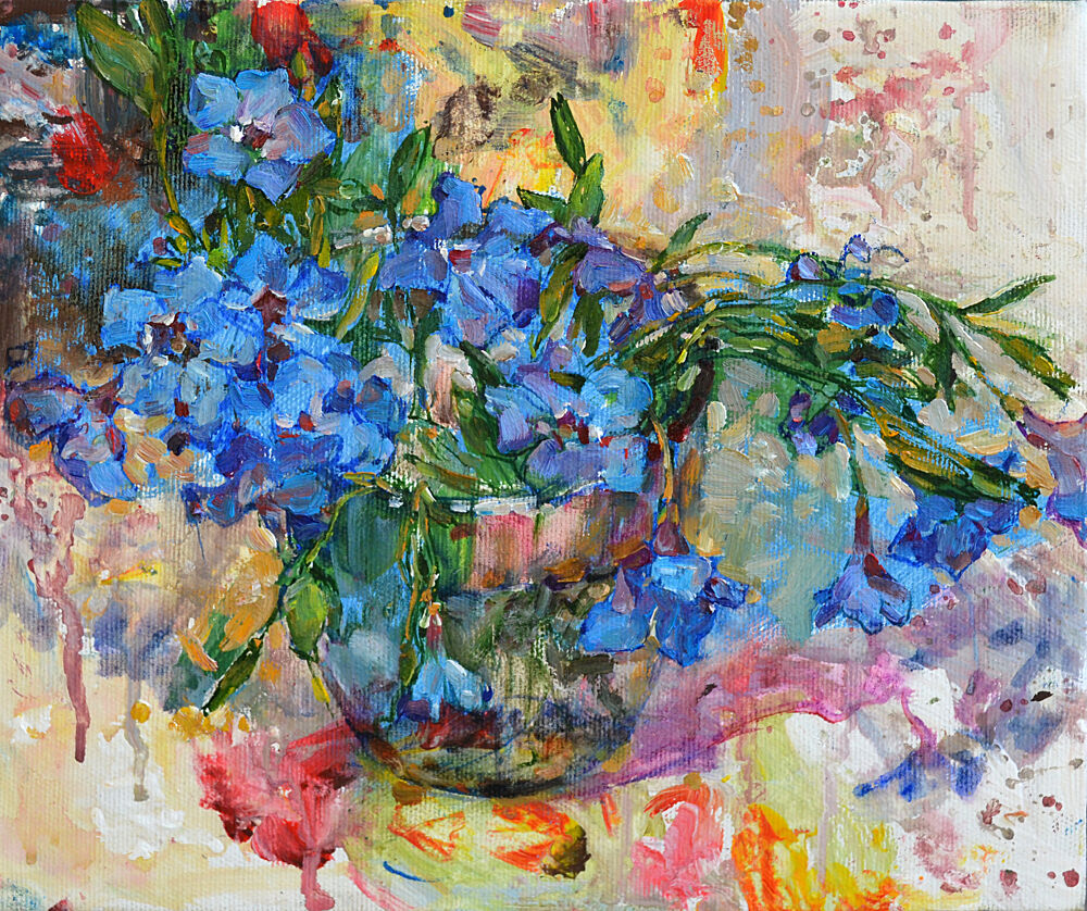 Vibrant Blue Blooms art print by Andrii Kutsachenko for $57.95 CAD
