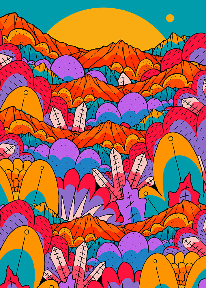Colorful Crystal Mountainscape art print by Stephen Wade for $57.95 CAD
