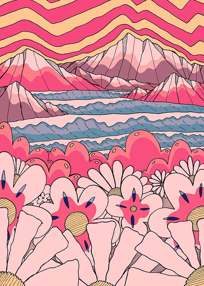Groovy Mountain Flowers art print by Stephen Wade for $57.95 CAD
