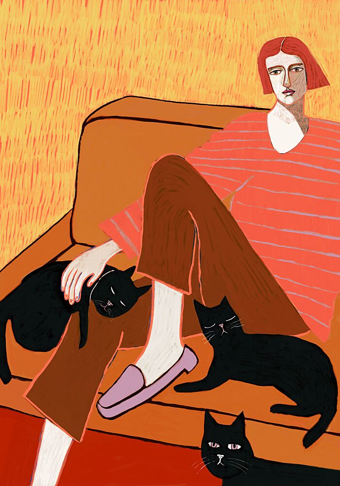 Woman and Black Cats art print by Sharyn Bursic for $57.95 CAD