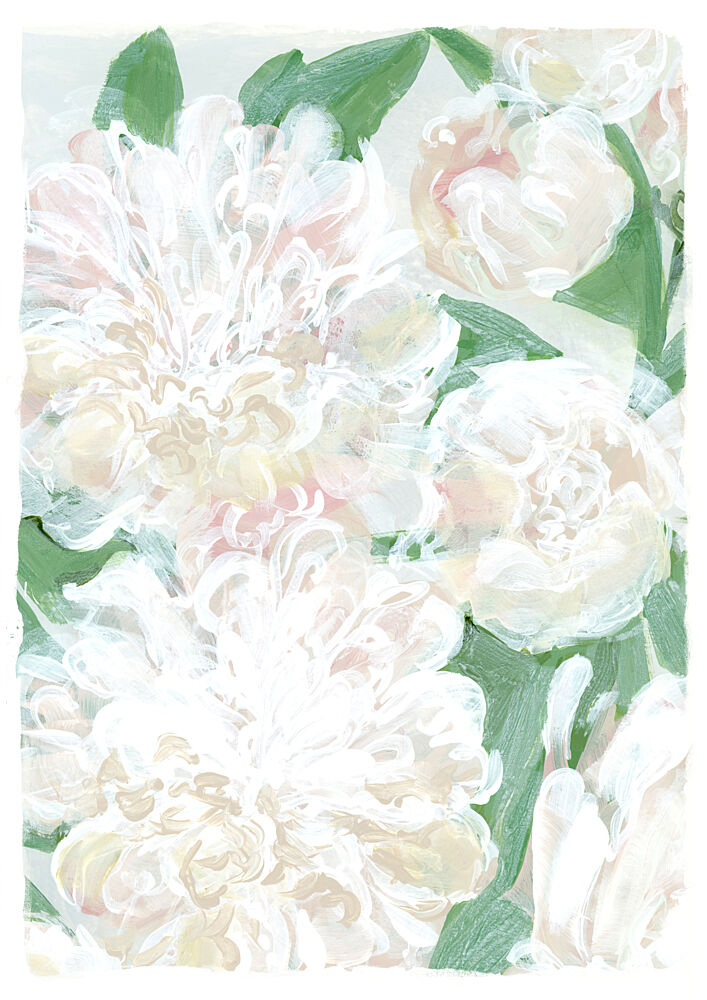 Soft White Peonies art print by Rosana Laiz Blursbyai for $57.95 CAD