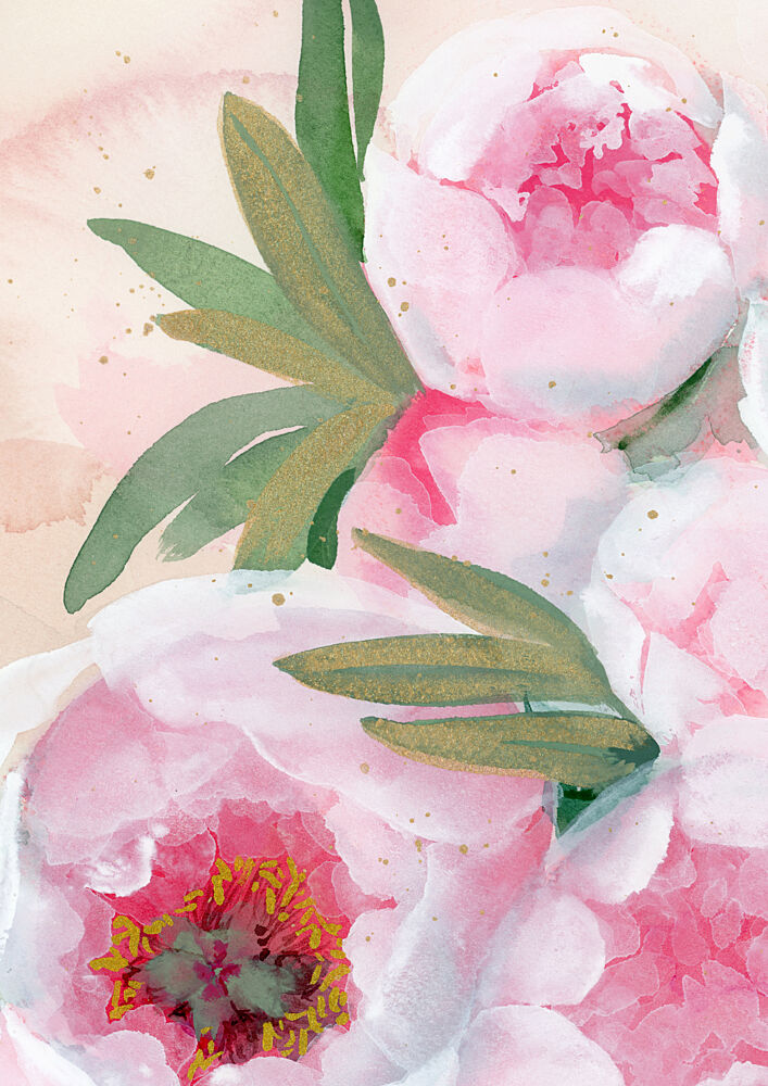 Watercolor Peony Blooms art print by Rosana Laiz Blursbyai for $57.95 CAD