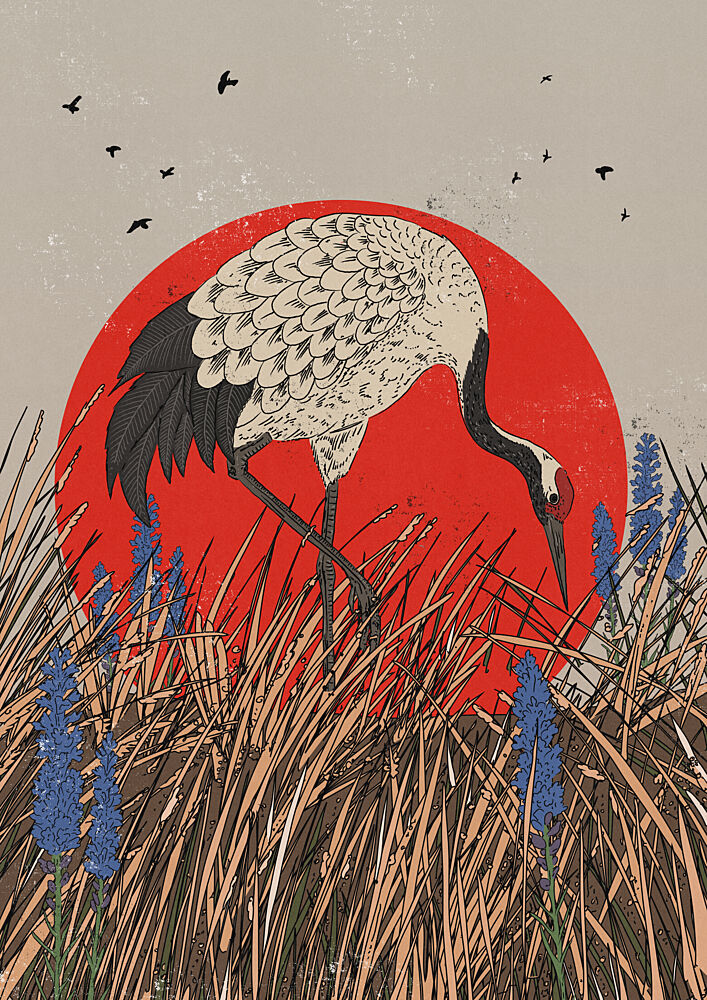 Red-Crowned Crane Serenity art print by Nicholas for $57.95 CAD